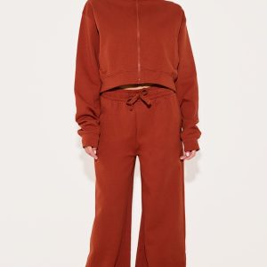 Ginger Interlock Wide Leg Split Hem Joggers