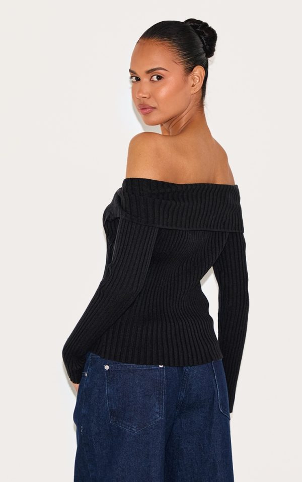 2ef4876fb495bfe4a8d2b58bae7a265d83638e20_CNL6064_2_black_rib_knit_fold_over_button_up_top