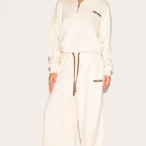 Cream Run Club Puff Print Wide Leg Joggers