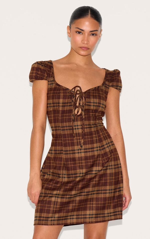 2f58212e040ce9404f246fa59d6e42df352ef861_CNM3452_1_petite_brown_checked_front_tie_mini_dress