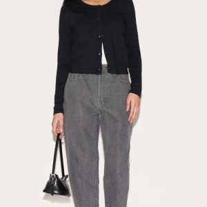 Petite Grey High Waist Mom Jeans