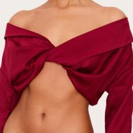 2fb03870814478c4581a8a2db29cedc1f6e4da13_CNL6015_4_burgundy_satin_bardot_twist_front_crop_blouse