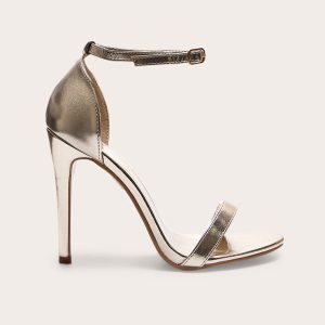 Clover Gold Metallic Heeled Strappy Sandal