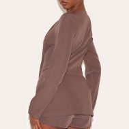3001949f45aa0c09775387ce2c71b1e1f934edc1_CNM2302_2_chocolate_woven_asymmetric_button_tailored_skort_playsuit