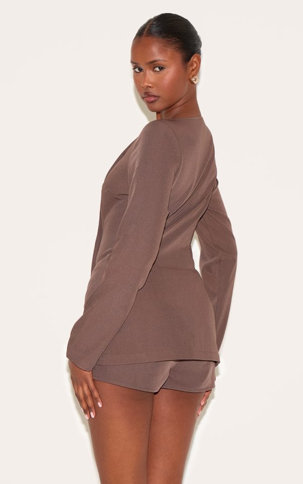3001949f45aa0c09775387ce2c71b1e1f934edc1_CNM2302_2_chocolate_woven_asymmetric_button_tailored_skort_playsuit