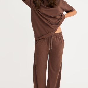 Chocolate Low Rise Wide Leg Trousers