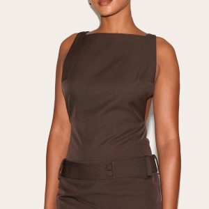 Deep Chocolate Belt Detail Shift Dress