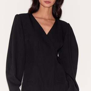 Black Cross Front Cocoon Sleeve Tailored Playsuit