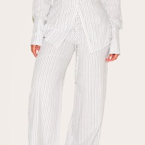 Shape Stone Striped Elasticated Waist Wide Leg Trousers