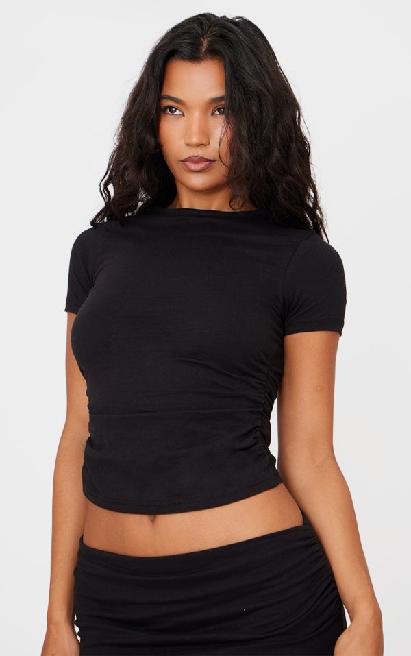 317cc44a961a048c35cfc2e30b656b750eca4819_CNK5250_1_black_cotton_side_cap_sleeve_ruched_top-1