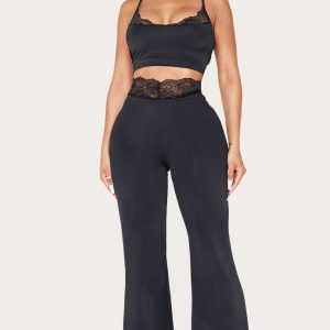 Shape Black Sculpt Lace Trim Flared Trousers
