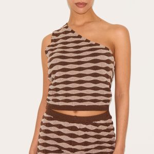 Petite Chocolate Knitted Striped Shorts