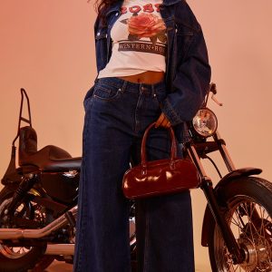 Mid Blue Wash Wide Leg Style Jeans