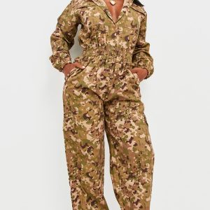 Shape Multi Camo Printed Elasticated Waist Jumpsuit
