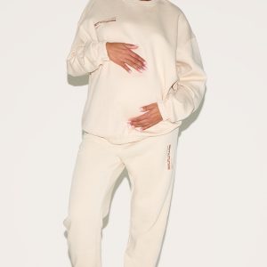 PRETTYLITTLETHING Maternity Stone Logo Cuffed Joggers