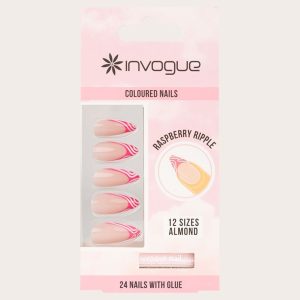 Invogue Raspberry Ripple Almond Nails (24 Pieces)