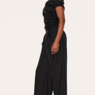 3442f4a162c187ac7dd1517322de5222b6520a45_CNM0443_3_black_woven_ruched_one_sleeve_jumpsuit