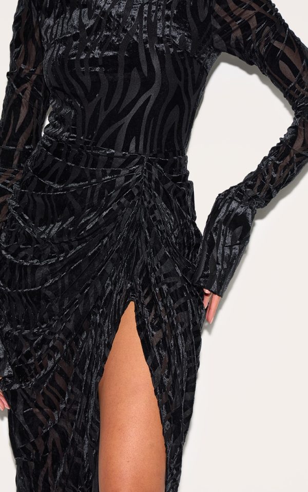 34541b113ca50b891d36891c298e978065ecb853_CNH0081_4_black_zebra_print_devore_high_neck_draped_midi_dress