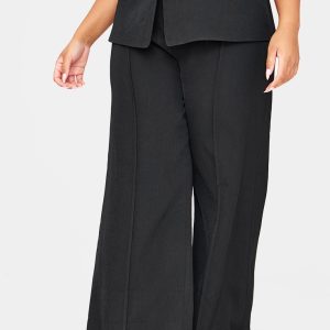 Plus Premium Black Seam Detail Trousers