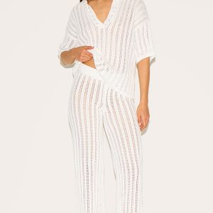 Cream Crochet Knitted Trouser