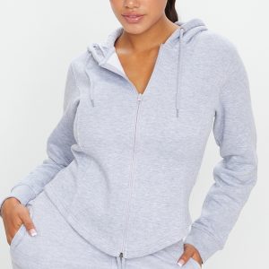 Shape Grey Corset Detailed Zip Up Hoodie
