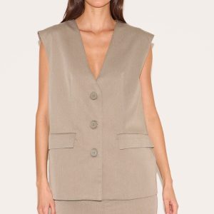Grey Oversized Tailored Woven Waistcoat