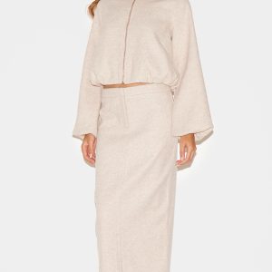 Beige Heavy Brushed Maxi Skirt
