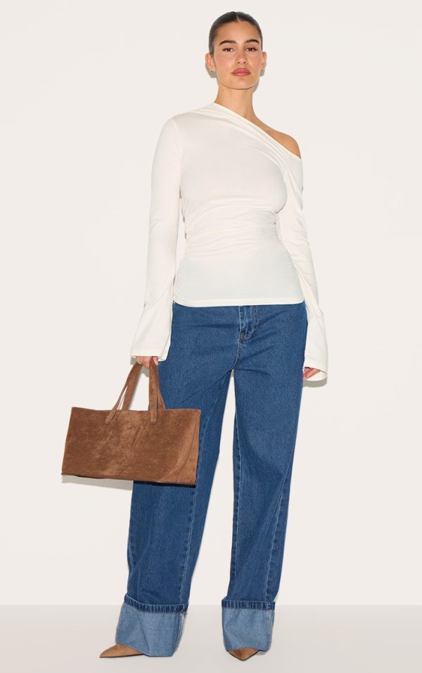 364ebd56b3f4ea13fe28cf342f0f4e073ebcb1ea_CNM3765_3_cream_asymmetric_ruched_flared_sleeve_long_top