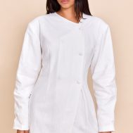 365ba70523bb89c43d08dc434ad1e45ce4373265_CNM6388_1_white_premium_linen_cinched_waist_cocoon_sleeve_mini_dress