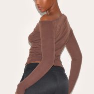 367123880bf3e3ec483527699a93e9871724c8df_CNM1440_2_chocolate_soft_touch_rib_asymmetric_long_sleeve_top