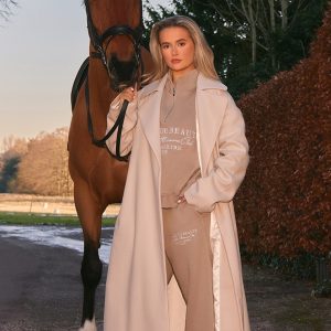 PRETTYLITTLETHING Mocha Logo Embroidered Wide Leg Joggers