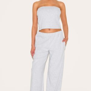 Petite Ash Grey Wide Leg Elasticated Waist Wide Trousers