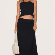 37bd53b8eaa8f4bee191277909add71653f9f562_CNM9995_1_black_textured_shirred_panel_mid_rise_maxi_skirt