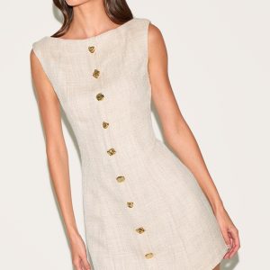 Stone Twill Button Down Bodycon Dress