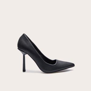 Black Matte Pu Point Toe High Heeled Courts
