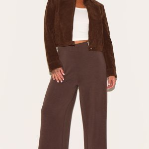 Plus Chocolate  Modal Wide Leg High Waist Trousers
