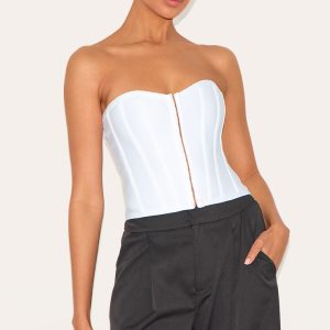 White Bandage Hook And Eye Structured Corset