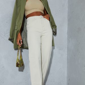 Sand  Split Hem Jeans