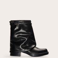 39bf4b6d05b09917d6352425502b6d5d84f0c028_CNL7146_1_black_pu_round_toe_fold_over_buckle_strap_ankle_boots