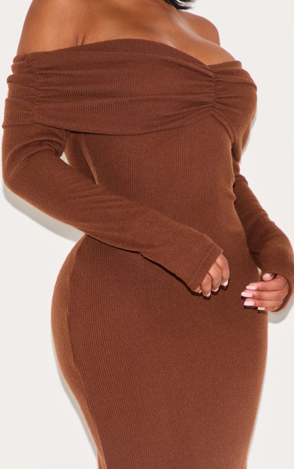 3a705e12fadc23afdc751b52cf780f56b992503e_CNM2939_4_shape_chocolate_brushed_rib_ruched_fold_over_bardot_maxi_dress