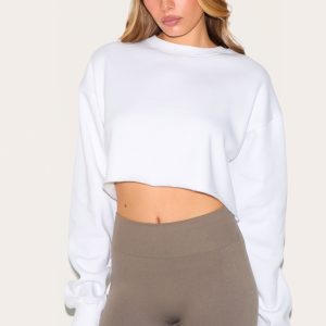White Crop Oversized Fit Sweatshirt