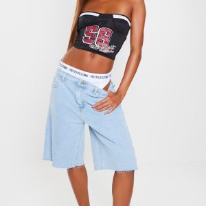 Black Lace Up Back Sport Printed Corset