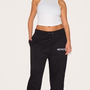 PRETTYLITTLETHING Plus Deep Black High Waisted Cuffed Joggers