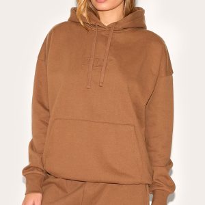 PRETTYLITTLETHING Taupe Premium Embossed Oversized Hoodie