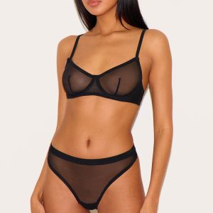 Black Mesh Underwired Bra