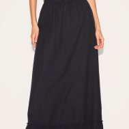 3c1ae233101bce2cf8d9ed764138be806491e599_CNM3225_1_black_linen_blend_shirred_waist_maxi_skirt