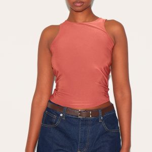Paprika Soft Touch Asymmetric Hem Racer Vest
