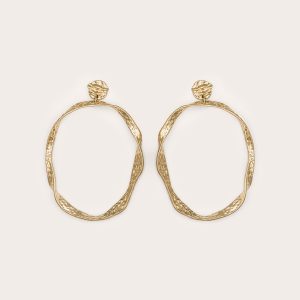 Gold Crinkle Oversized Hoop Earrings