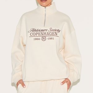 Cream Copenhagen Embroidered Half Zip Sweatshirt