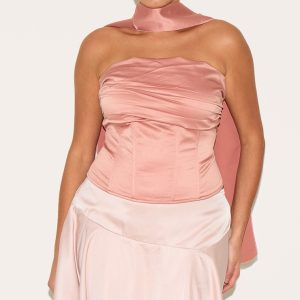 Plus Dusty Pink Ruched Corset
